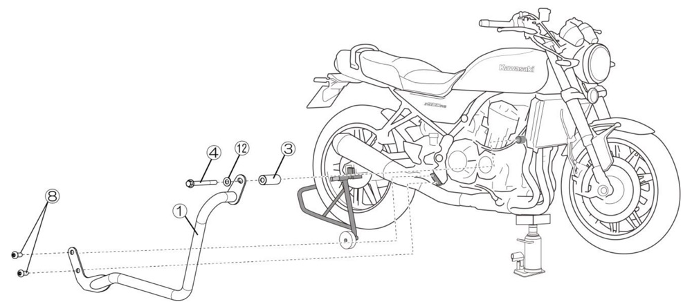 Z900RS デイトナ エンジンガード装着（右側）