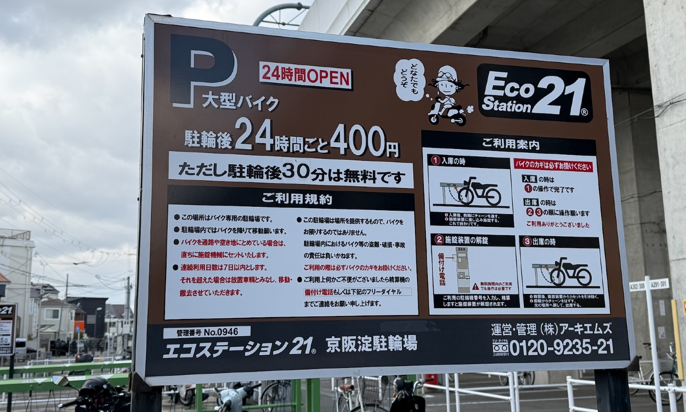 エコステーション21 京阪淀駐輪場|利用料金